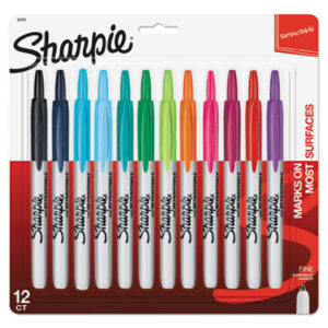 12-Color Set; Fine Point; Markers; Permanent Marker; Retractable; SANFORD; SHARPIE; Sharpie Markers; Sharpie RT Marker; Writing; Utensil; Arts; Crafts; Education; Schools; Classrooms; Teachers; Students