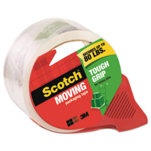 (MMM3500RD)MMM 3500RD – Tough Grip Moving Packaging Tape with Dispenser, 3" Core, 1.88" x 54.6 yds, Clear by 3M/COMMERCIAL TAPE DIV. (1/RL)