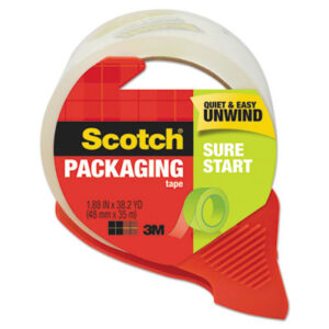 (MMM3450SRD)MMM 3450SRD – Sure Start Packaging Tape with Dispenser, 3" Core, 1.88" x 38.2 yds, Clear by 3M/COMMERCIAL TAPE DIV. (1/RL)