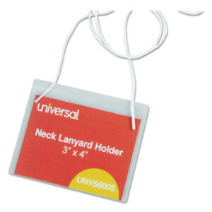 (UNV56005)UNV 56005 – Clear Badge Holders w/Neck Lanyards, 3 x 4, White Inserts, 100/Box by UNIVERSAL OFFICE PRODUCTS (1/KT)