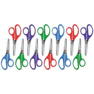 (UNV92023)UNV 92023 – Kids&apos; Scissors, Rounded Tip, 5" Long, 1.75" Cut Length, Assorted Straight Handles, 12/Pack by UNIVERSAL OFFICE PRODUCTS (12/PK)