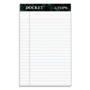 5 x 8 Size; Docket; Legal; Legal Pad; Legal Rule; Note; Note Pad; Notebook; Pad; Pads; Perforated; Ruled; Ruled Pad; TOPS; White; Writing; Writing Pad; Tablets; Booklets; Schools; Education; Classrooms; Students