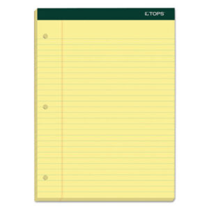 8 1/2 x 11; Canary; Docket Pad; Legal; Legal Pad; Legal Rule; Letter Size; Note; Note Pad; Notebook; Pad; Pads; Perforated; Ruled; Ruled Pad; Three-Hole Punched; TOPS; Writing; Tablets; Booklets; Schools; Education; Classrooms; Students