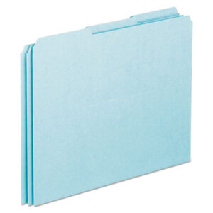 1/3 Cut; Blank Tab; Blue; Dividers; File Folder; File Guides; Filing; In/Out Card; Index Guide; Letter Size; PENDAFLEX; Pressboard; Recycled; Recycled Products; Top Tab; Labeling; Indicators; Directories; Arranging; Files