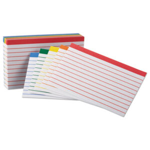 3 x 5 Card Size; Assorted; Cards; Index; Index Card; OXFORD; Recycled Product; Recycled Products; Recordkeeping; Study-Aids; Annotations; Reminders; Summaries; Students; Classrooms; Education; Teachers