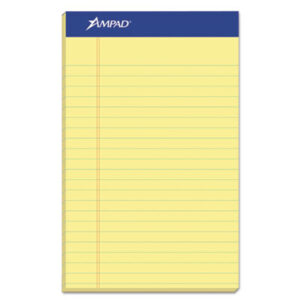 (TOP20204)TOP 20204 – Perforated Writing Pads, Narrow Rule, 50 Canary-Yellow 5 x 8 Sheets, Dozen by AMPAD/DIV. OF AMERCN PD&PPR (12/DZ)