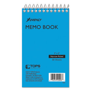 3 x 5; 50 Sheets per Book; Academic; Academic Notebook; AMPAD; Book; Memo Book; Memo Size; Narrow Rule; Notebook; Notebooks; Recycled Product; Spiral; Spiral Notebook; Top Bound; Wirebound Notebook; Tablets; Booklets; Schools; Education; Classrooms; Students