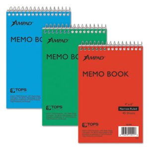 50 Sheets per Book; Academic; Academic Notebook; AMPAD; Book; Memo Book; Memo Size; Narrow Rule; Notebook; Notebooks; Recycled Product; Spiral; Spiral Notebook; Top Bound; Wirebound Notebook; Tablets; Booklets; Schools; Education; Classrooms; Students