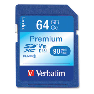 (VER44024)VER 44024 – 64GB Premium SDXC Memory Card, UHS-I V10 U1 Class 10, Up to 90MB/s Read Speed by VERBATIM CORPORATION (1/EA)