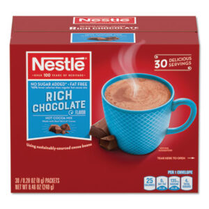 (NES61411)NES 61411 – No-Sugar-Added Hot Cocoa Mix Envelopes, Rich Chocolate, 0.28 oz Packet, 30/Box by NESTLE (30/BX)