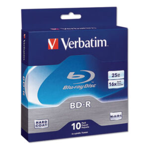 (VER97238)VER 97238 – BD-R Blu-Ray Disc, 25 GB, 16x, White, 10/Pack by VERBATIM CORPORATION (10/PK)