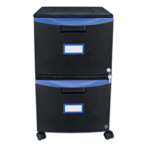 (STX61314U01C)STX 61314U01C – Two-Drawer Mobile Filing Cabinet, 2 Legal/Letter-Size File Drawers, Black/Blue, 14.75" x 18.25" x 26" by STOREX (1/EA)
