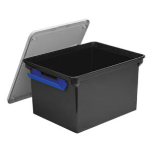 Storex; STX; File Box; Stackable; 61543U01C; Black; Letter; Legal; Files; Soft; Grip; Locking; Handles; Storage File Box; Containers; Cartons; Cases; Crates; Storage Boxes; File Boxes