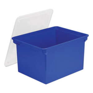 (STX61554U01C)STX 61554U01C – Plastic File Tote, Letter/Legal Files, 18.5" x 14.25" x 10.88", Blue/Clear by STOREX (1/EA)