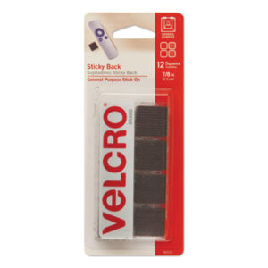 (VEK90072)VEK 90072 – Sticky-Back Fasteners, Removable Adhesive, 0.88" x 0.88", Black, 12/Pack by VELCRO USA, INC. (12/PK)