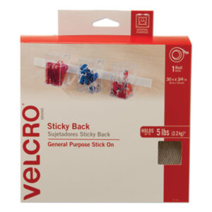 (VEK91138)VEK 91138 – Sticky-Back Fasteners, Removable Adhesive, 0.75" x 30 ft, White by VELCRO USA, INC. (1/RL)