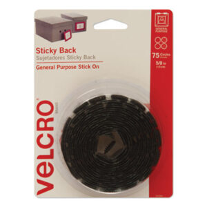 (VEK90089)VEK 90089 – Sticky-Back Fasteners, Removable Adhesive, 0.63" dia, Black, 75/Pack by VELCRO USA, INC. (75/PK)