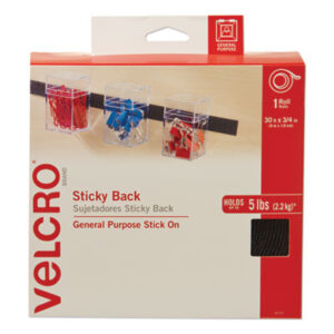 (VEK91137)VEK 91137 – Sticky-Back Fasteners, Removable Adhesive, 0.75" x 30 ft, Black by VELCRO USA, INC. (1/RL)