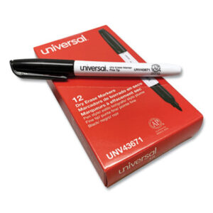 (UNV43671)UNV 43671 – Pen Style Dry Erase Marker, Fine Bullet Tip, Black, Dozen by UNIVERSAL OFFICE PRODUCTS (12/DZ)