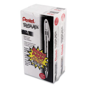 PENTEL; RSVP; R.S.V.P.; Pens; Stick Ballpoint; Stick Ballpoint Pen; Ballpoint; Ball Point; Black Ink; BK91; Translucent Barrel; Medium; Shrink-wrapped; 24/Pack; Writing; Instruments; Utensils; Inkers; Schools; Education; Students