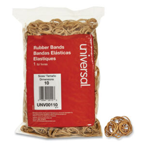 1-lb. Box; Band; Bands; Rubber Band; Rubber Bands; Size 10; UNIVERSAL; Rubberband; Rubberbands; Elastic; Loops; Gum Lackeys; Laggies; Lackas; Mailrooms; Laggy; SPR101LB; BSN15725