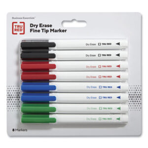 (TUD24376597)TUD 24376597 – Dry Erase Marker, Pen-Style, Fine Bullet Tip, Four Assorted Colors, 8/Pack by TRU RED (8/PK)