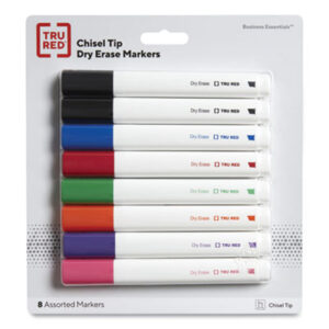 (TUD24398948)TUD 24398948 – Dry Erase Marker, Tank-Style, Medium Chisel Tip, Seven Assorted Colors, 8/Pack by TRU RED (8/PK)