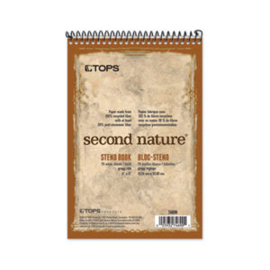 (TOP74690)TOP 74690 – Second Nature Recycled Notepads, Gregg Rule, Brown Cover, 70 White 6 x 9 Sheets by TOPS BUSINESS FORMS (1/EA)
