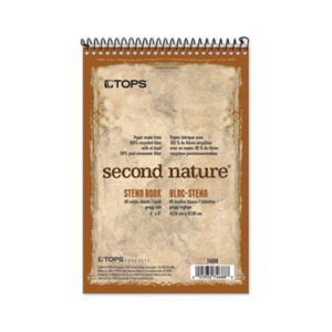 (TOP74688)TOP 74688 – Second Nature Recycled Notepads, Gregg Rule, Brown Cover, 80 White 6 x 9 Sheets by TOPS BUSINESS FORMS (1/EA)