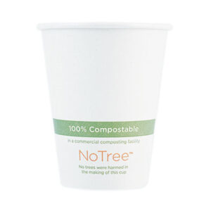 Compostable Food Service; Compostable Tableware; Compostable NoTree 8 oz Paper Hot Cup; Biodegradable Food Service; Biodegradable NoTree 8 oz Paper Hot Cup; Sugarcane Paper; Sugarcane Bagasse; World Centric; 100% Compostable