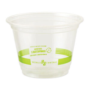 Compostable Food Service; Compostable Tableware; Compostable 9 oz PLA Cold Cup; PLA Cold Cup; PLA; Polylactic Acid; World Centric; 100% Compostable