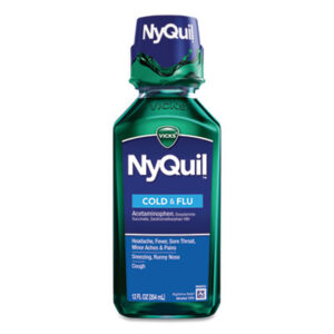 NyQuil; Colds; Flus; Coughs; Nighttime Relief; Cold & Flu; Illness; Coughing; First-Aid; Medical; Drugs; Pharmaceuticals; Remedies; Doctors; Nurses; Pills