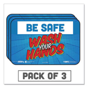 (TAB29502)TAB 29502 – BeSafe Messaging Education Wall Signs, 9 x 6,  "Be Safe, Wash Your Hands", 3/Pack by TABBIES (3/PK)