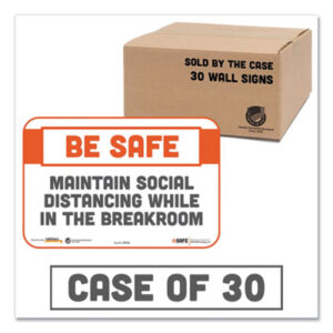 (TAB29156)TAB 29156 – BeSafe Messaging Repositionable Wall/Door Signs, 9 x 6, Maintain Social Distancing While In The Breakroom, White, 30/Carton by TABBIES (30/CT)
