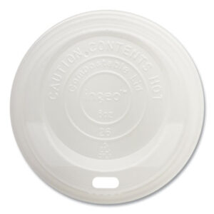 Compostable Food Service; Compostable Tableware; Compostable Lid for 8 oz PLA Cold Cups; Biodegradable Food Service; Biodegradable Lid for 8 oz PLA Cold Cups; PLA; Polylactic Acid; World Centric; 100% Compostable; Coffee Cup Lids; Disposable Cup Lids