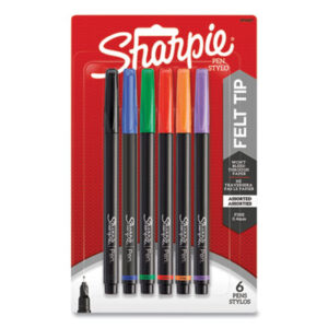 (SAN1976527)SAN 1976527 – Water-Resistant Ink Porous Point Pen, Stick, Fine 0.4 mm, Assorted Ink and Barrel Colors, 6/Pack by SANFORD (6/ST)