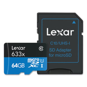 (LXRMI64GBBNL633)LXR MI64GBBNL633 – microSDXC Memory Card, UHS-I U1 Class 10, 64 GB by LEXAR MEDIA INC. (1/EA)