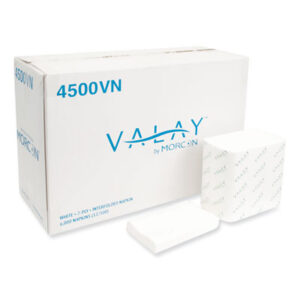 (MOR4500VN)MOR 4500VN – Valay Interfolded Napkins, 2-Ply, 6.5 x 8.25, White, 500/Pack, 12 Packs/Carton by MORCON (6000/CT)