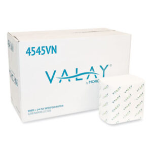 (MOR4545VN)MOR 4545VN – Valay Interfolded Napkins, 1-Ply, White, 6.5 x 8.25, 6,000/Carton by MORCON (6000/CT)