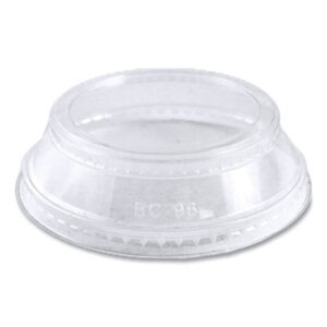 Compostable Food Service; Compostable Tableware; Compostable Lid for 2 oz PLA Cold Cups; Biodegradable Food Service; Biodegradable Lid for 2 oz PLA Cold Cups; PLA; Polylactic Acid; World Centric; 100% Compostable; Disposable Cup Lids