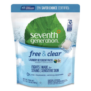 (SEV22977)SEV 22977 – Natural Laundry Detergent Packs, Powder, Unscented, 45 Packets/Pack by SEVENTH GENERATION (45/PK)