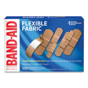 (JOJ11507800)JOJ 11507800 – Flexible Fabric Adhesive Bandages, Assorted, 100/Box by JOHNSON & JOHNSON (100/BX)