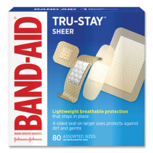 (JOJ4669)JOJ 4669 – Tru-Stay Sheer Strips Adhesive Bandages, Assorted, 80/Box by JOHNSON & JOHNSON (80/BX)