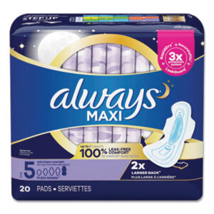 Feminine Protection; Feminine Hygiene; Always; Maxis; Maxi Pads; Wings; Overnight Absorbency; Overnight Protection; Hygiene; Jan/San; Janitorial; Menstruation; Personal-Care; Restrooms; Sanitary