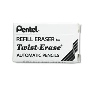 Automatic Eraser Refills; Automatic Pencil Refills; Eraser Refills; Erasers; Lead & Erasers; Mechanical Pencil Erasers; Mechanical Pencil Refill; Pencils; PENTEL; Refill; Twist Erase III; Corrections; Deletions; Rub-out; Expunge; Delete; Remove; PENE10BPK6