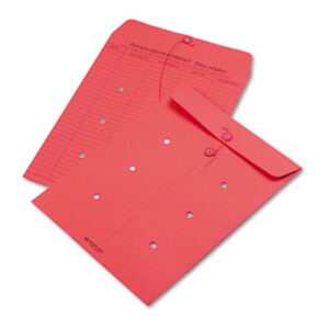 10 x 13; Five-Column; Interoffice Envelope; Printed One Side; QUALITY PARK; Red; String-Tie & Button; Posts; Letters; Packages; Mailrooms; Shipping; Receiving; Stationery