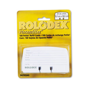 100 Cards per Set; 2-1/4 x 4; Address Card File; Address Card Files; Card File; Cards; File; Filing Cards; Petite; Refill; ROLODEX; Contacts; Files; Addresses; Phone-Numbers; Pages