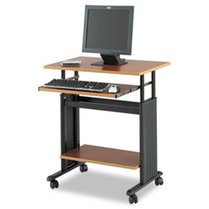 Adjustable Computer Stand; Adjustable Height; Cart; Computer Furniture; Computer Stand; Computer Workstation; Computer/Printer; Furniture; Mobile; SAFCO; Stand; Workstation; Cherry/Black; Furnishings; Desks; Workspaces; Computer-Stations; Facility; Cubical; Cubes