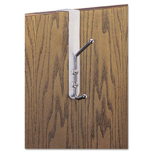 Chrome; Clothes; Coat; Coat Hook; Door; Double; Garment; Garment Hook; Hat Hooks; Hook; Hooks; Over-the-Door; SAFCO; Satin Aluminum; Clothing; Storage; Closets; Cloakrooms; Coats