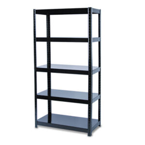 Black; Boltless; Industrial/Commercial Shelving; Open Unit; SAFCO; Shelf Filing; Shelf/Shelves; Shelves; Shelving; Shelving Unit; Steel; Steel Frame; Workbench; Racks; Ledges; Trestles; Furniture; Books